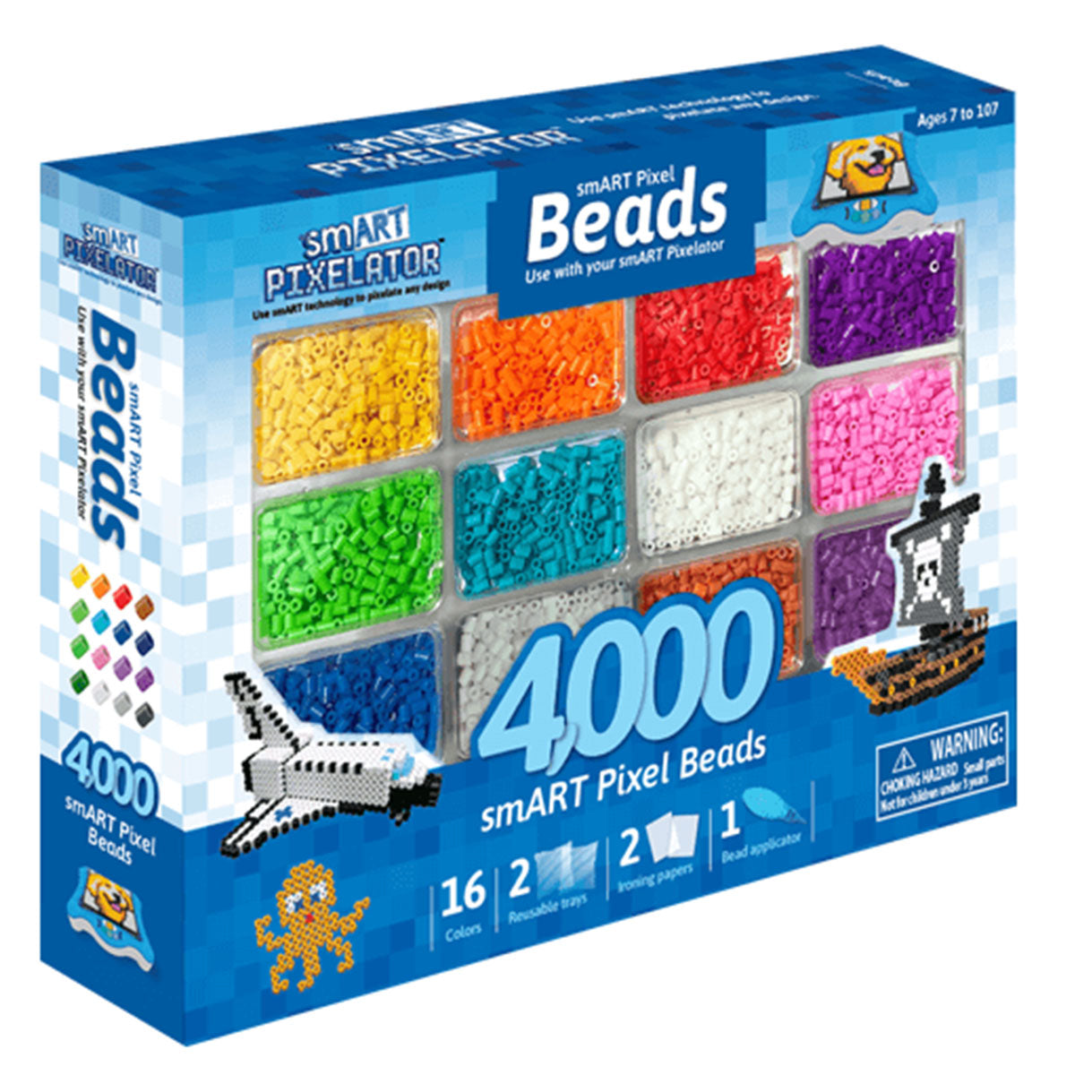 smART Pixelator Large Bead Set, 4000 Pieces, 16 Colors 